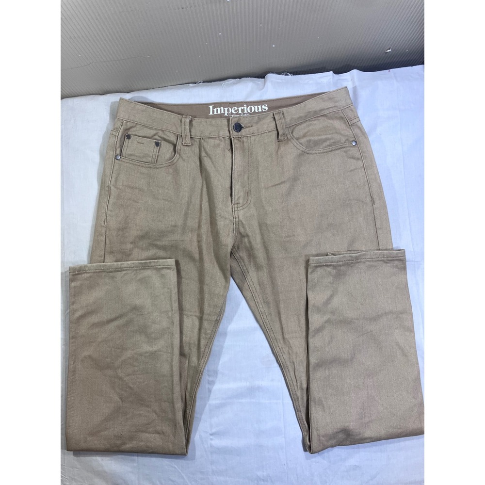 Imperious Mens Khaki Tan Straight Leg Cotton Twill Jeans Pants 38x34‎